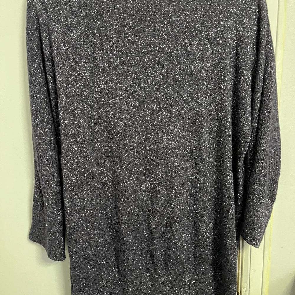 LOFT Gray Metallic Knit Sweater Sparkle Drapey Lightweight Women’s XL EUC